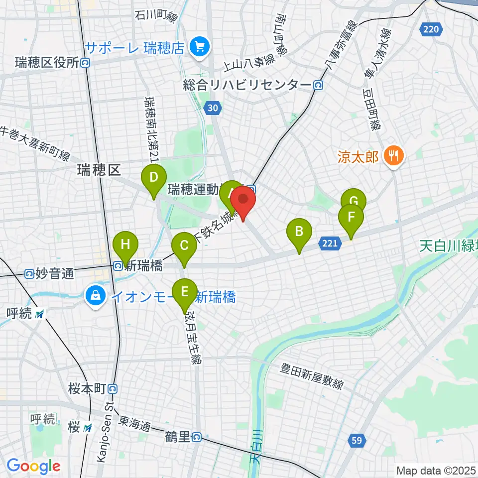 みずほギター音楽教室周辺のコンビニエンスストア一覧地図