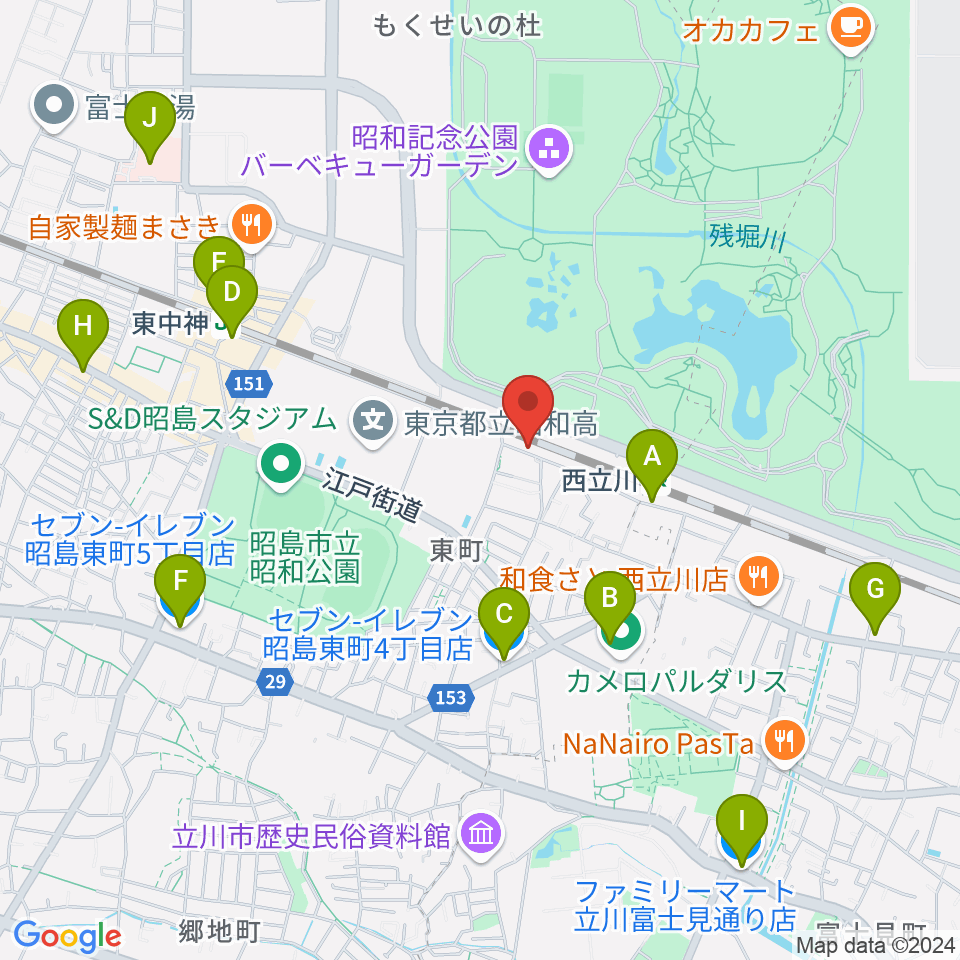 西立川総合音楽センター周辺のコンビニエンスストア一覧地図