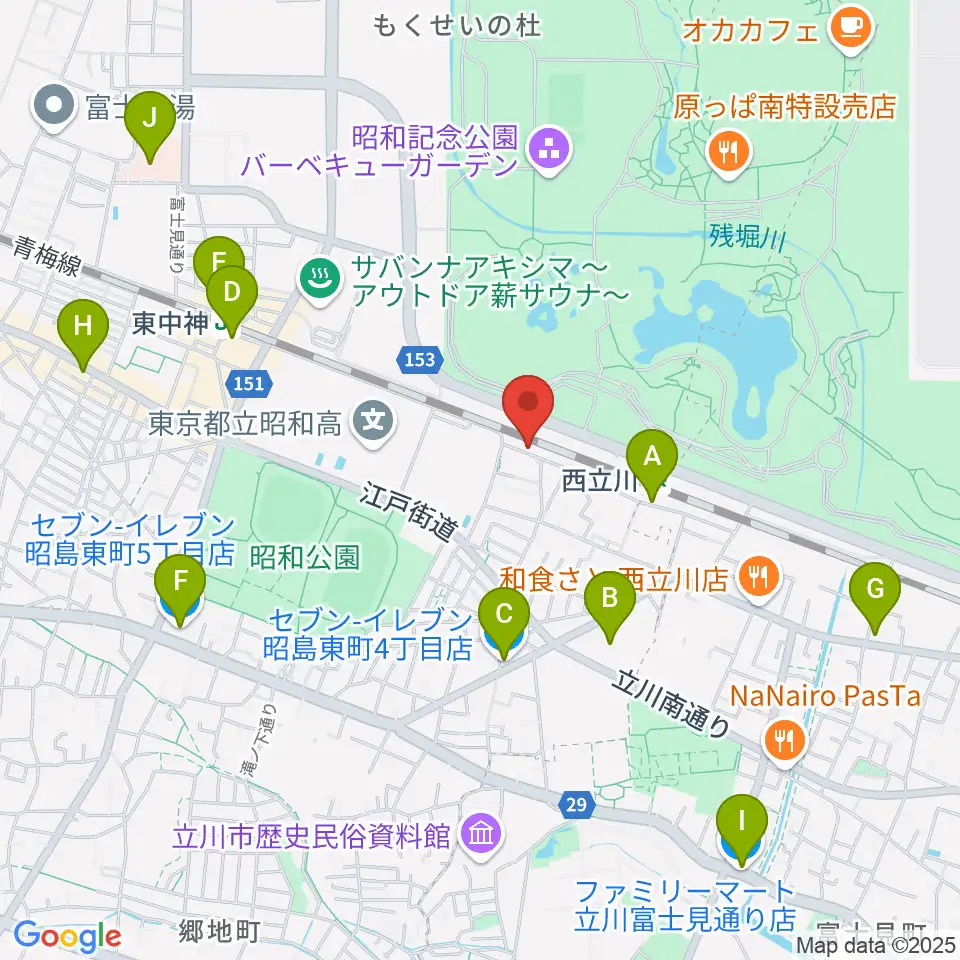 西立川総合音楽センター周辺のコンビニエンスストア一覧地図