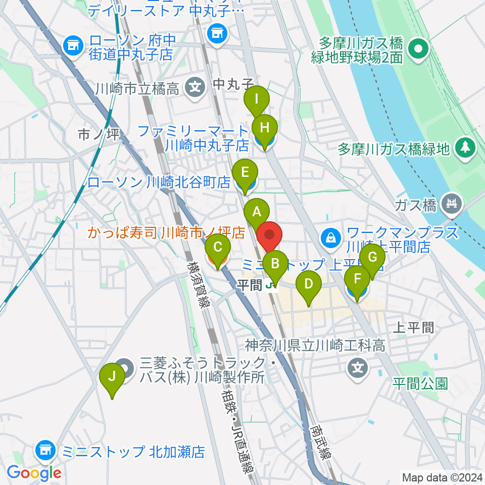 冨井ピアノ工房周辺のコンビニエンスストア一覧地図