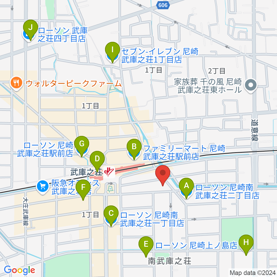 アローミュージックスクール周辺のコンビニエンスストア一覧地図