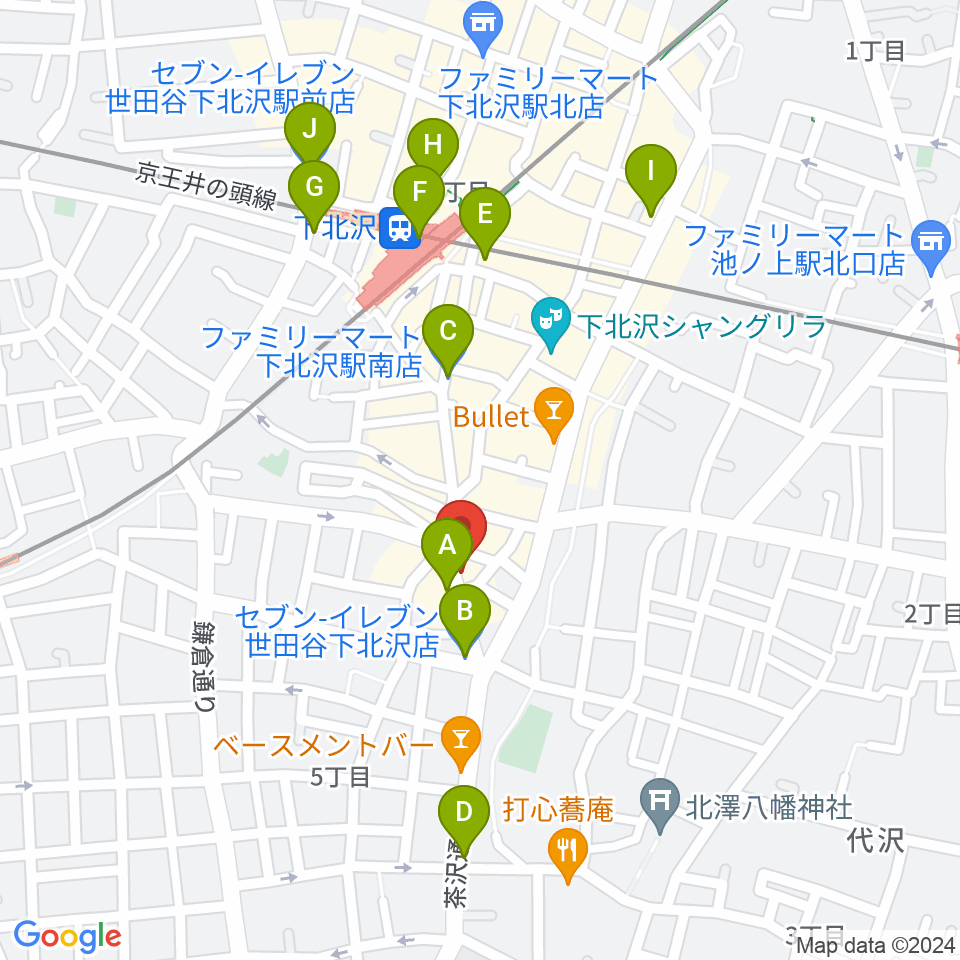 下北沢ロフト周辺のコンビニエンスストア一覧地図