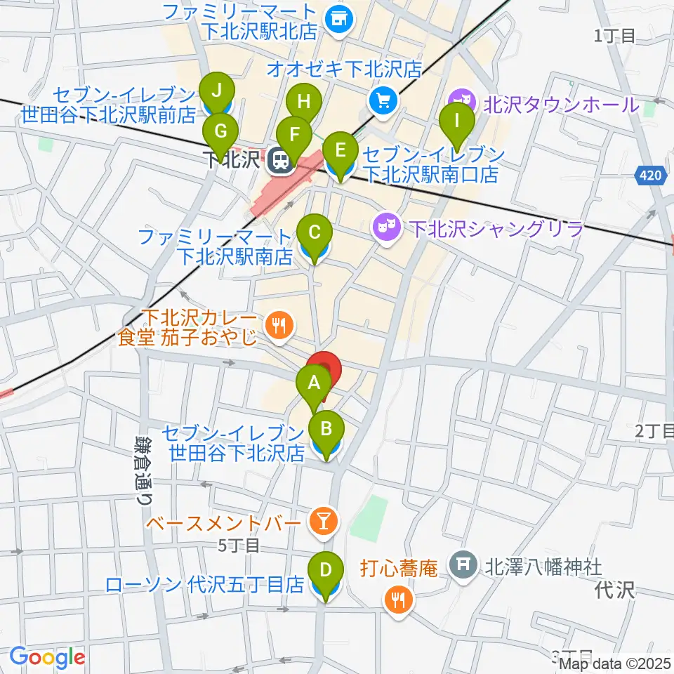 下北沢ロフト周辺のコンビニエンスストア一覧地図