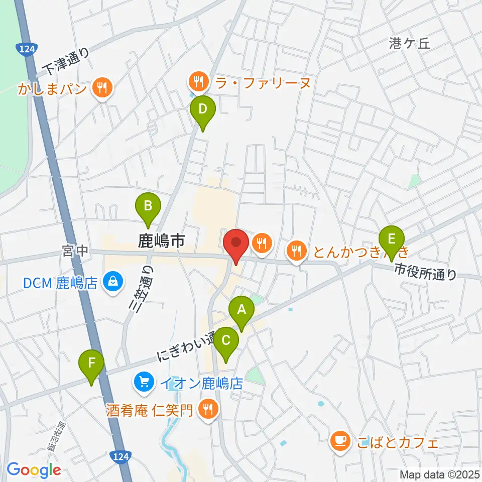オワリヤ楽器 鹿島センター周辺のコンビニエンスストア一覧地図