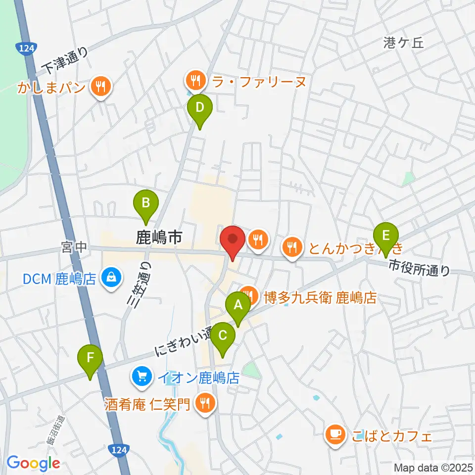 オワリヤ楽器 鹿島センター周辺のコンビニエンスストア一覧地図