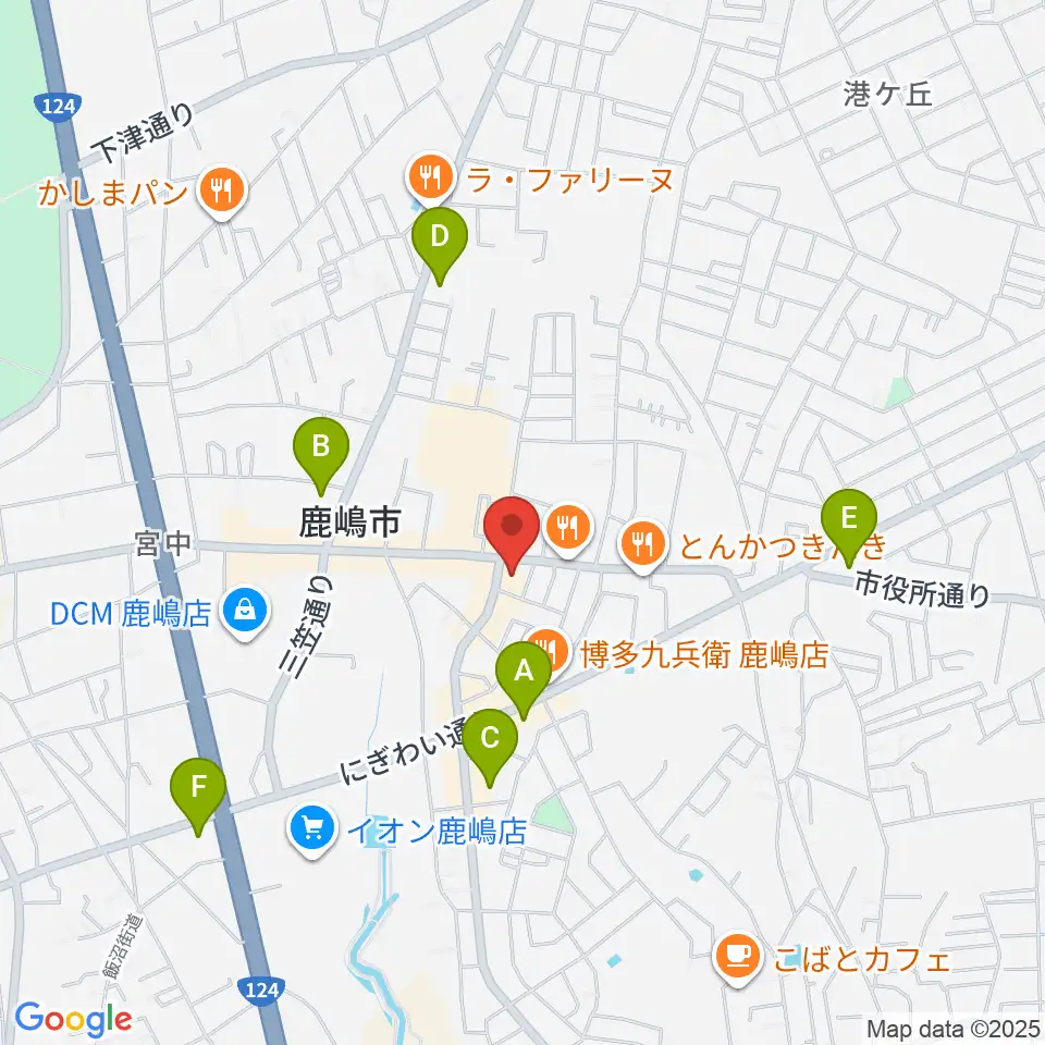 オワリヤ楽器 鹿島センター周辺のコンビニエンスストア一覧地図