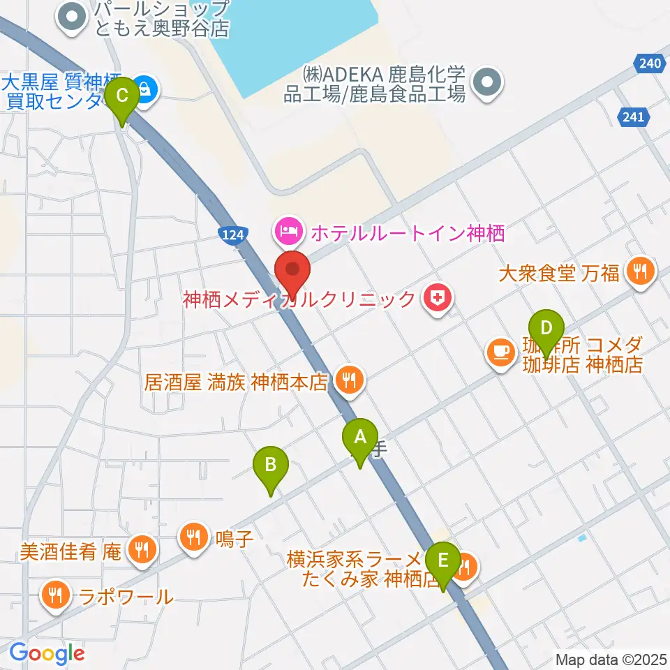 オワリヤ楽器 神栖支店周辺のコンビニエンスストア一覧地図