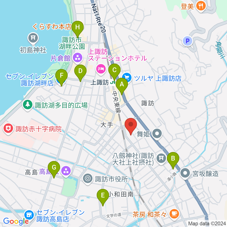 上諏訪ドアーズ周辺のコンビニエンスストア一覧地図