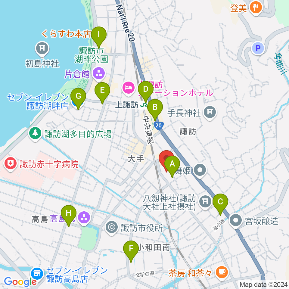 上諏訪ドアーズ周辺のコンビニエンスストア一覧地図