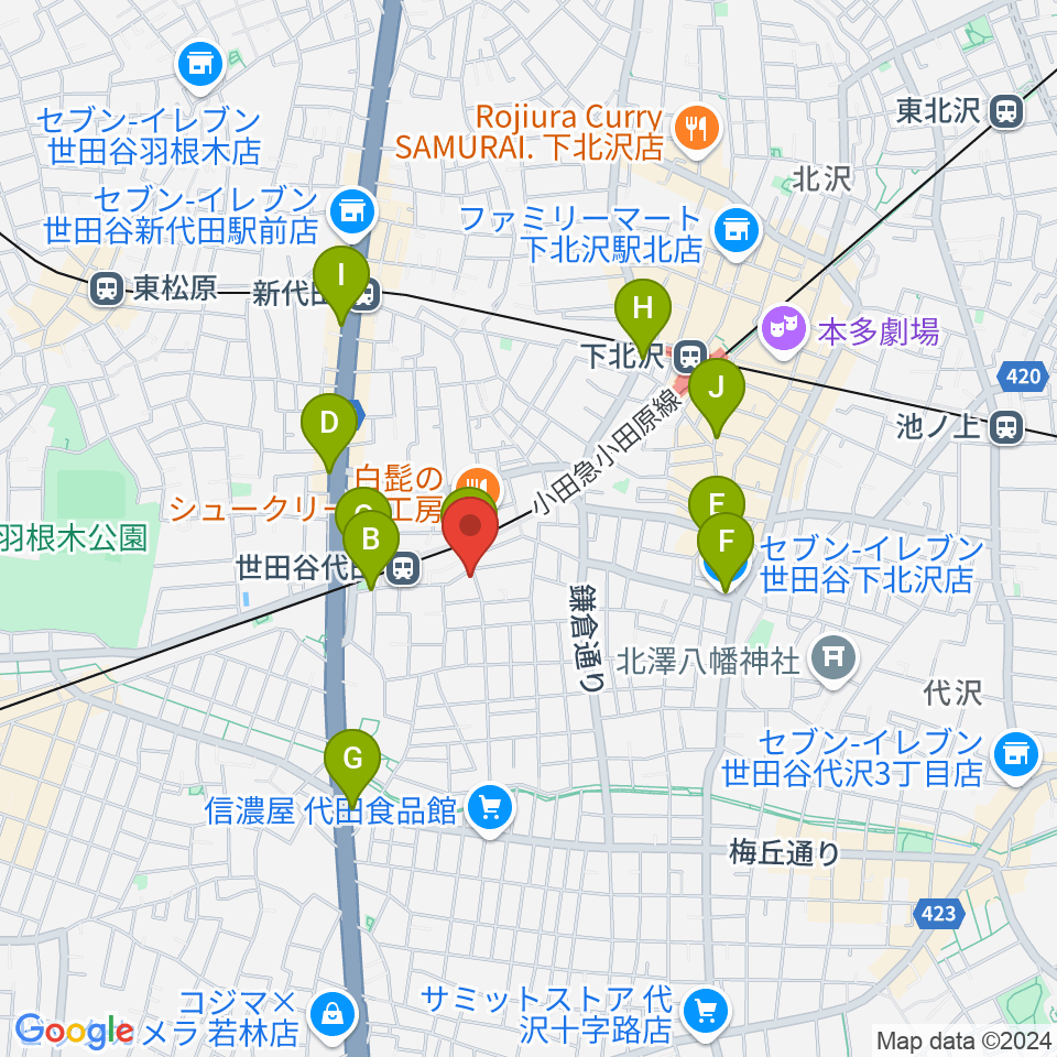 グラスホッパー・ギターズ周辺のコンビニエンスストア一覧地図