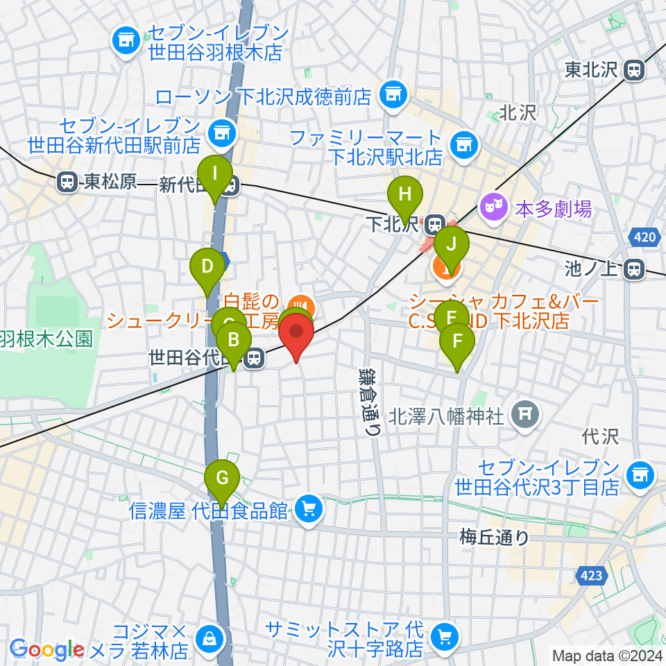 グラスホッパー・ギターズ周辺のコンビニエンスストア一覧地図