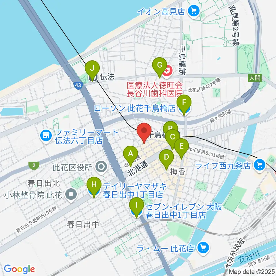 ハイエンドミュージック周辺のコンビニエンスストア一覧地図
