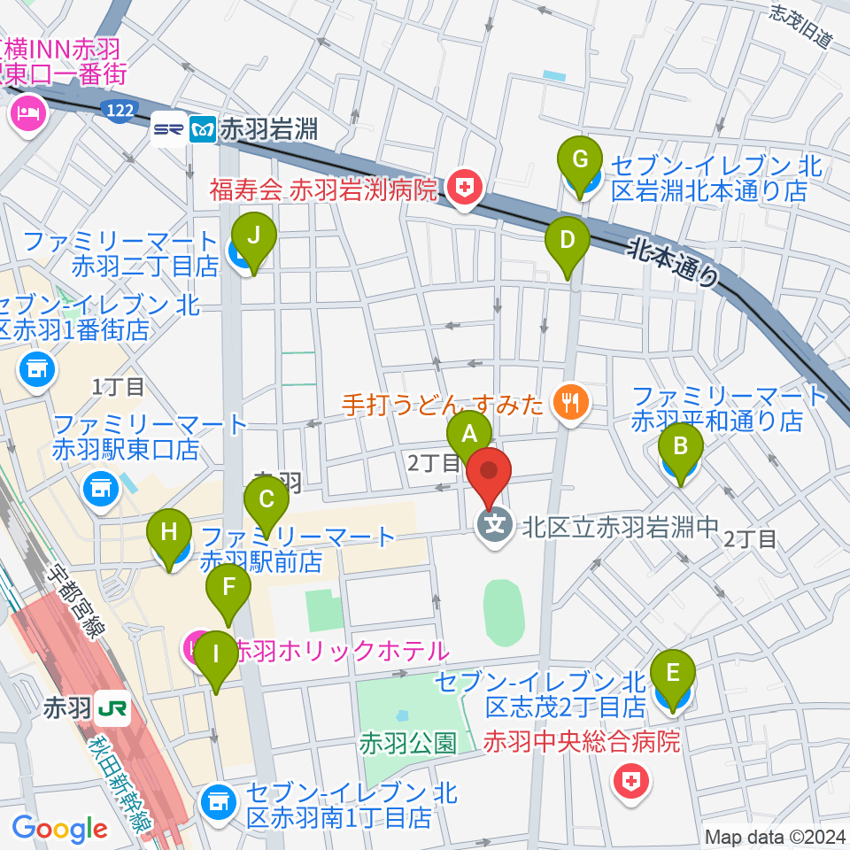 スタジオウイング周辺のコンビニエンスストア一覧地図