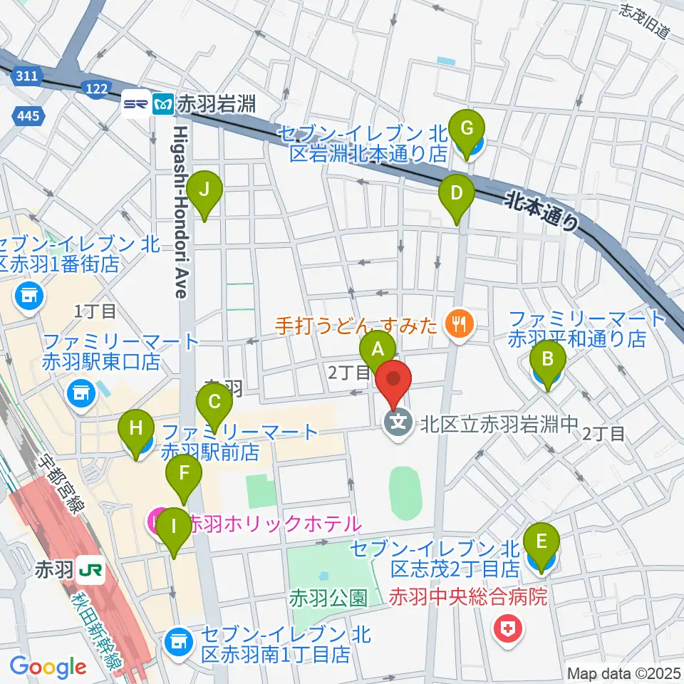 スタジオウイング周辺のコンビニエンスストア一覧地図