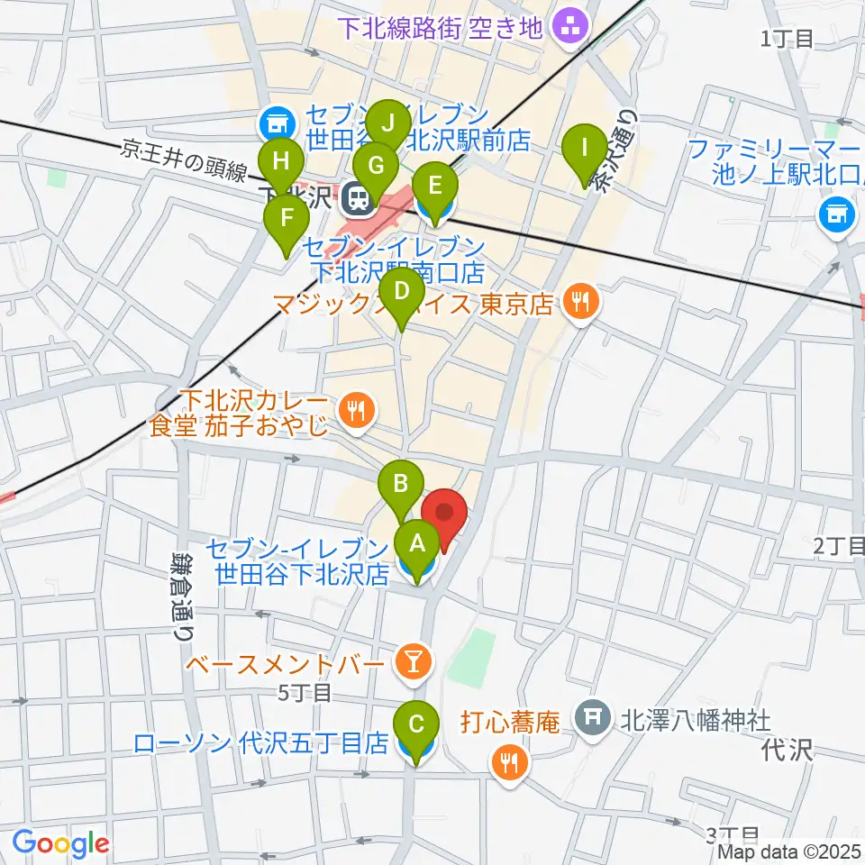 下北沢ReG周辺のコンビニエンスストア一覧地図
