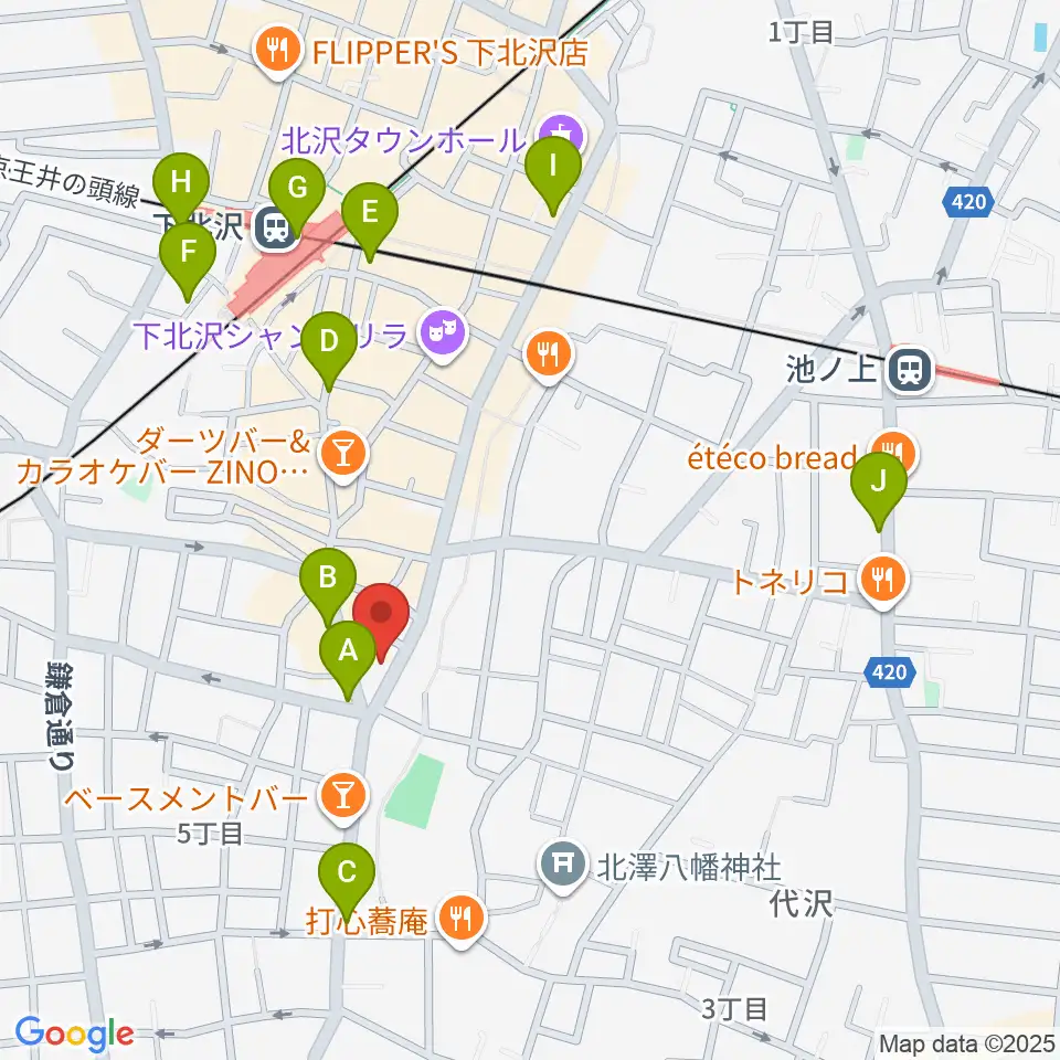 下北沢ReG周辺のコンビニエンスストア一覧地図