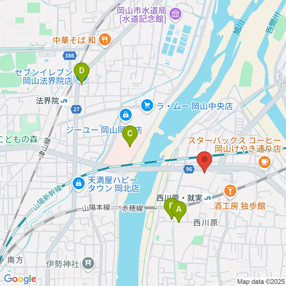 トリノス 西川原スタジオ周辺のコンビニエンスストア一覧地図