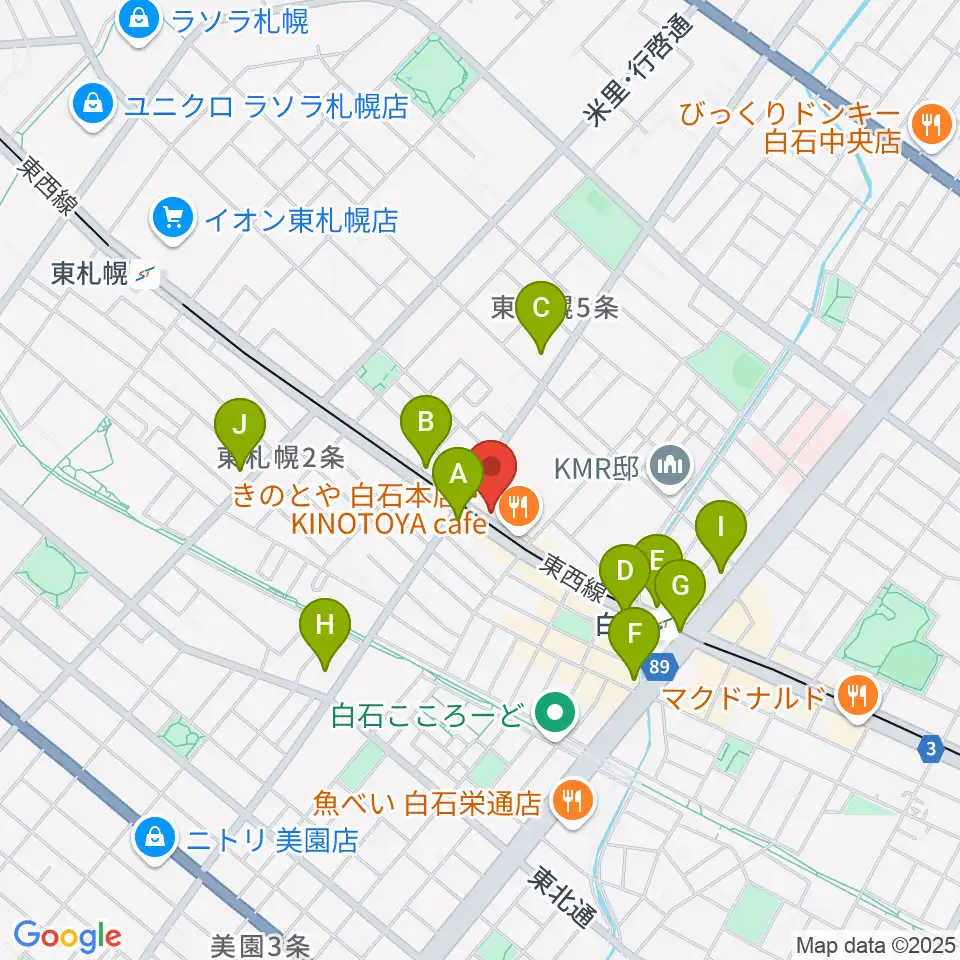 middle C周辺のコンビニエンスストア一覧地図