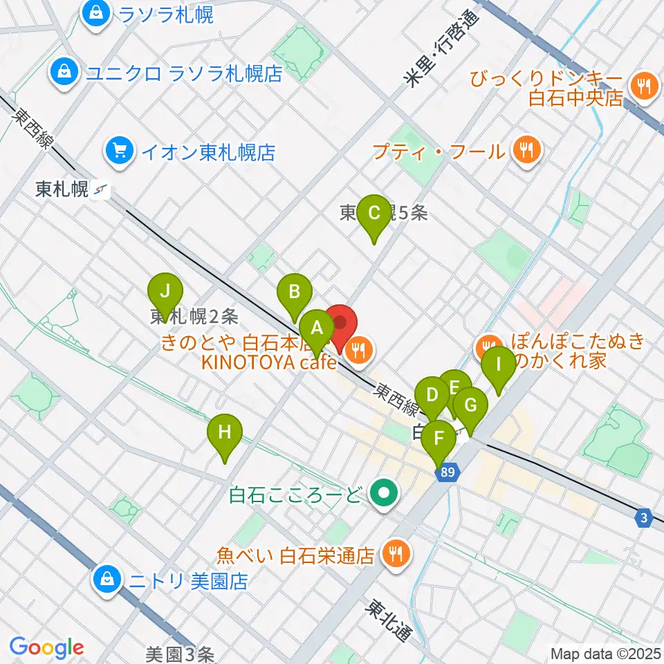 middle C周辺のコンビニエンスストア一覧地図