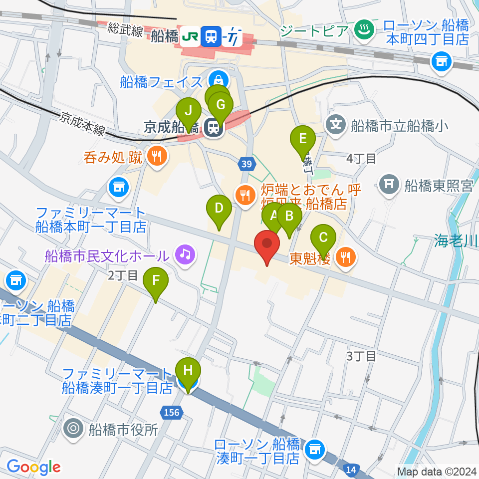 スタジオパックス船橋店周辺のコンビニエンスストア一覧地図