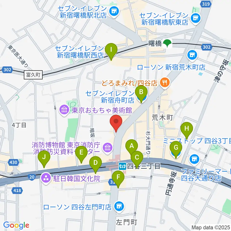 四谷ウナ・カンツォーネ周辺のコンビニエンスストア一覧地図