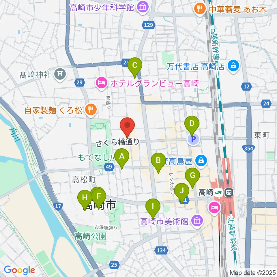 高崎ジャマーズ周辺のコンビニエンスストア一覧地図