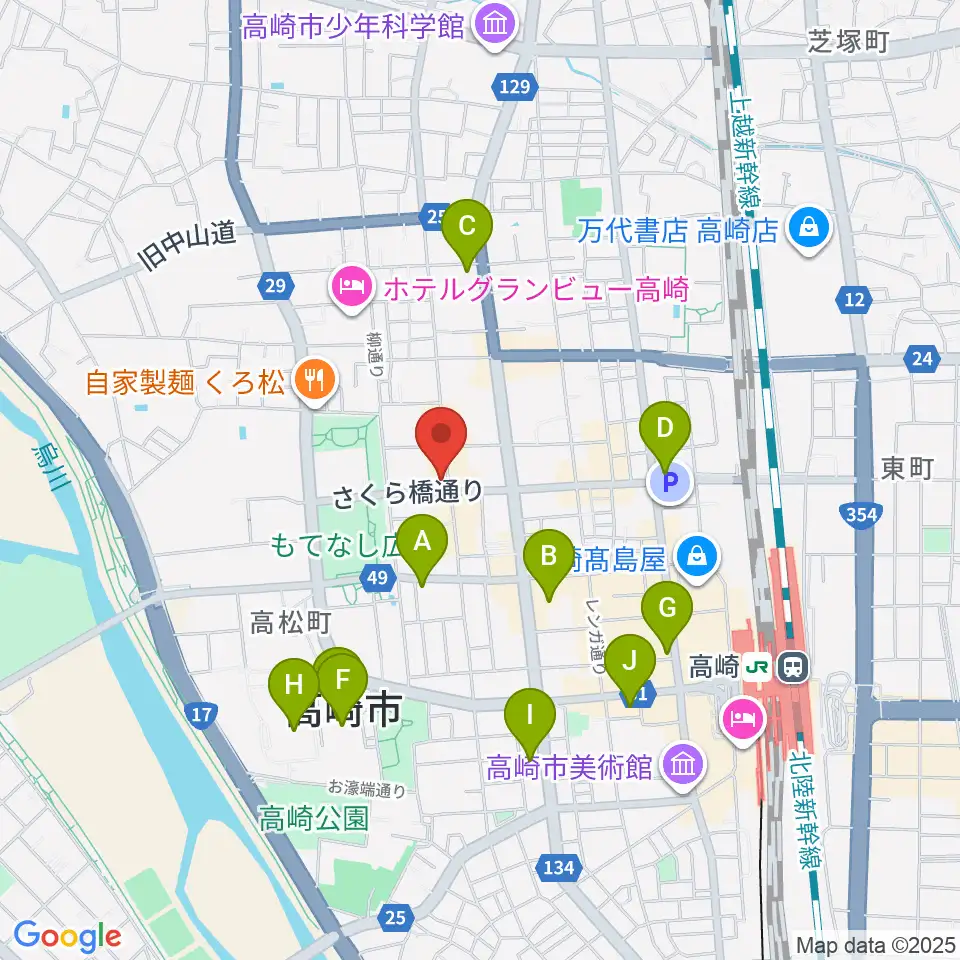 高崎ジャマーズ周辺のコンビニエンスストア一覧地図