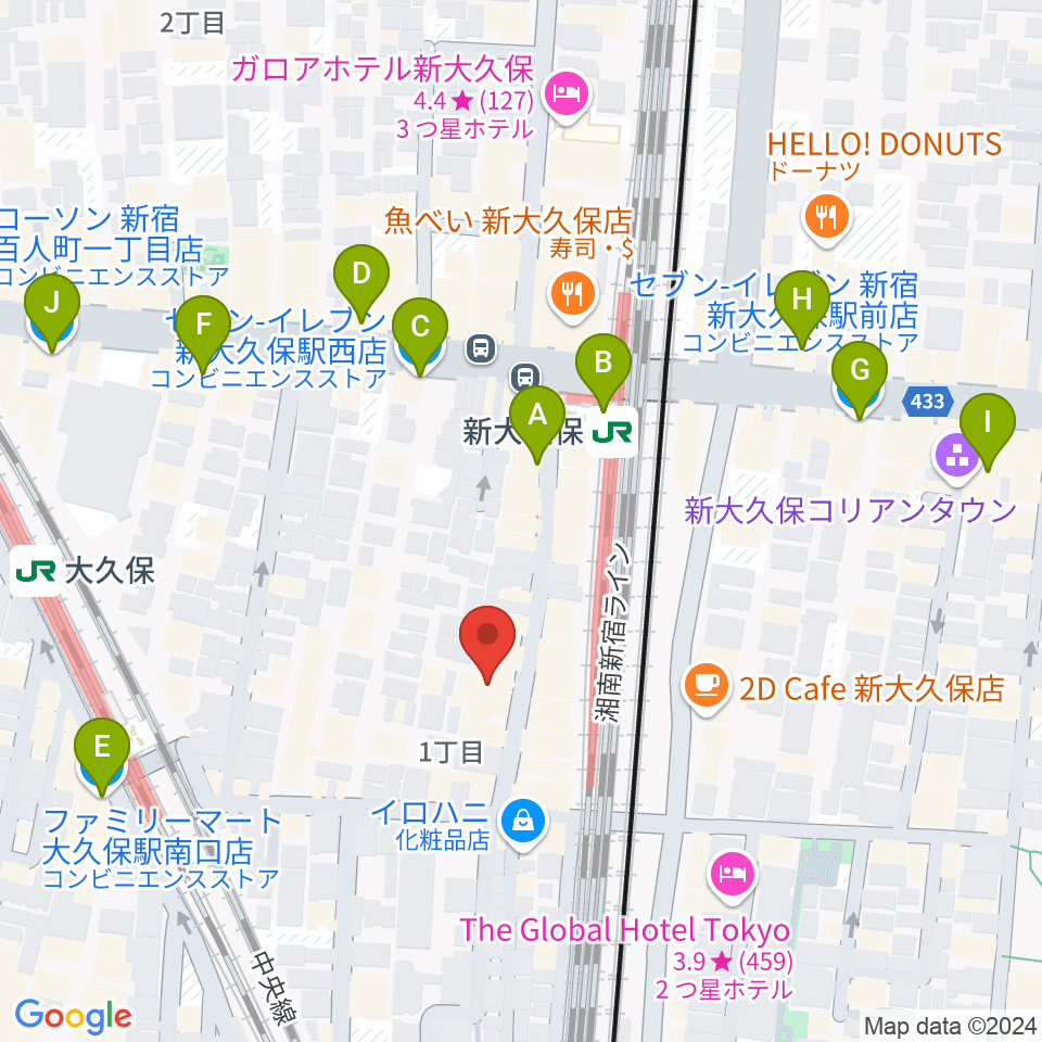 新宿ブロードバンドスタジオ/Pulse Studio周辺のコンビニエンスストア一覧地図