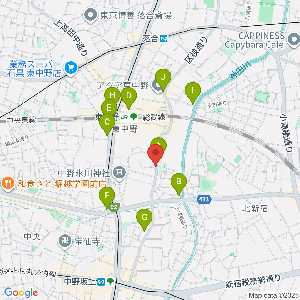 LD&K 東中野スタジオ周辺のコンビニエンスストア一覧地図