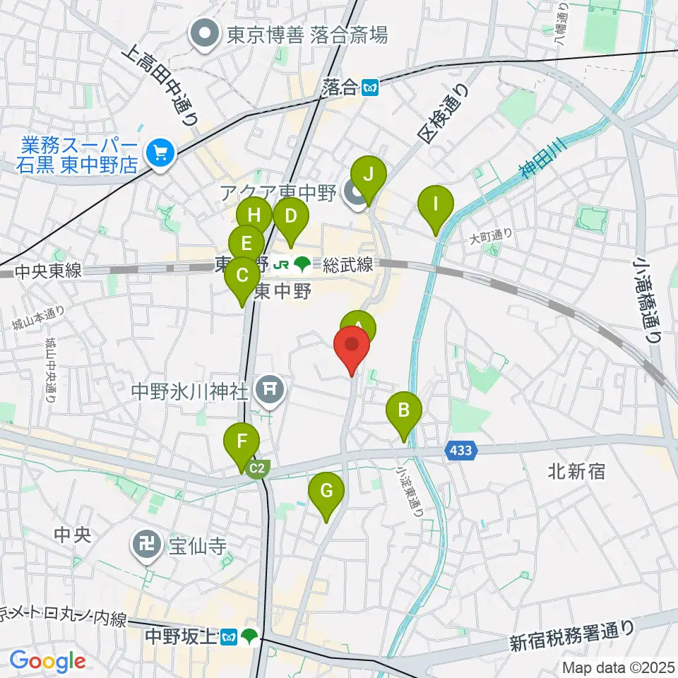 LD&K 東中野スタジオ周辺のコンビニエンスストア一覧地図