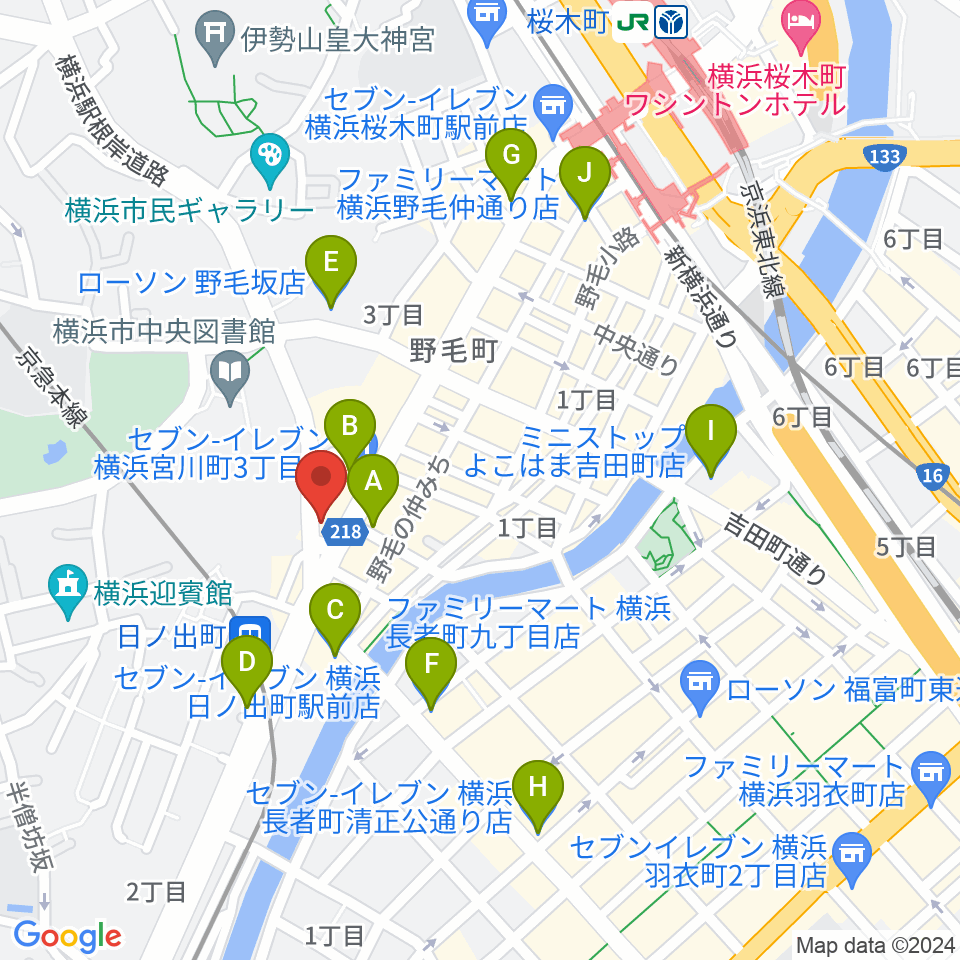 THE CLUB SENSATION周辺のコンビニエンスストア一覧地図