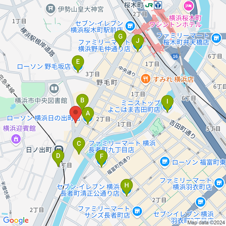 THE CLUB SENSATION周辺のコンビニエンスストア一覧地図