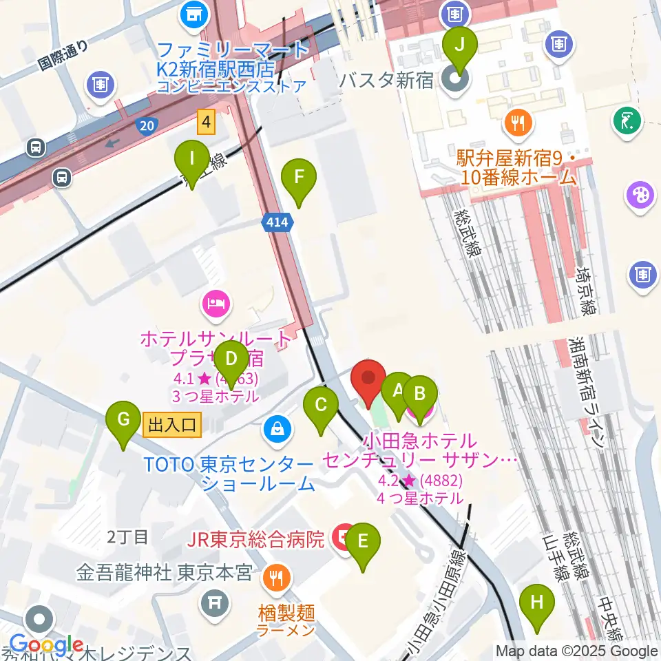 T.G.P.ドラムスクール新宿校周辺のコンビニエンスストア一覧地図