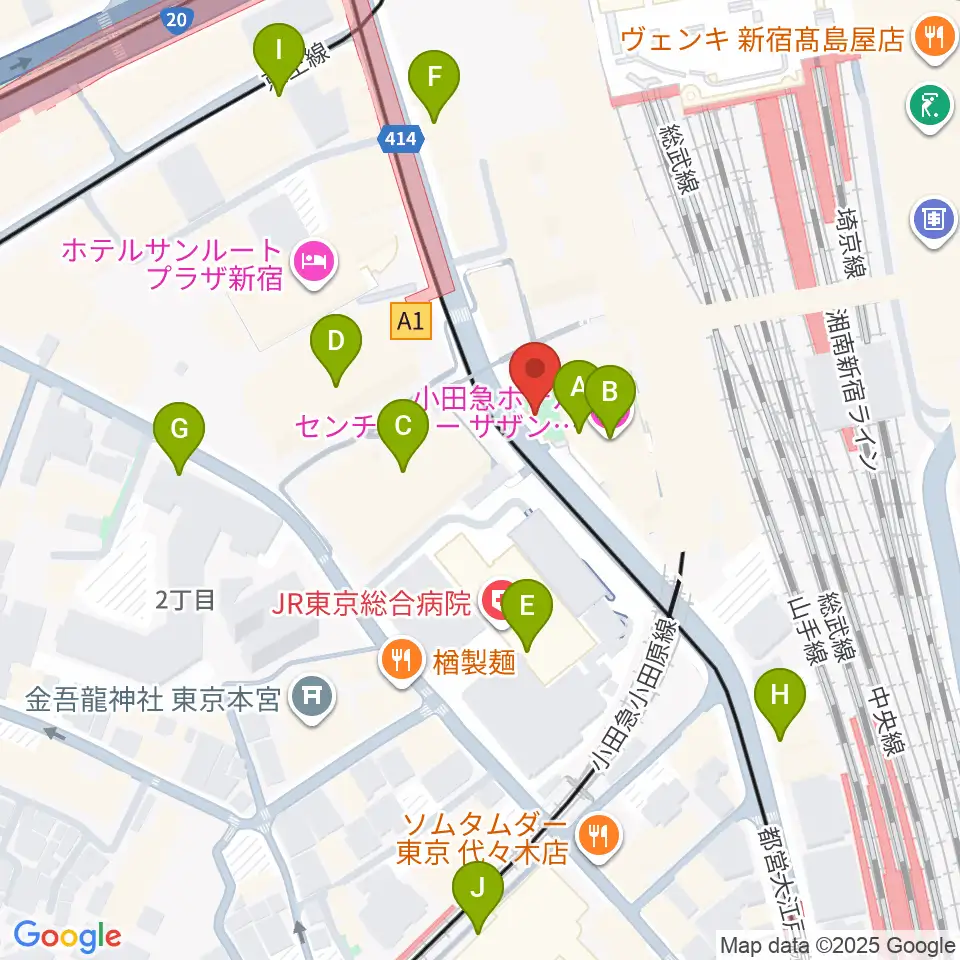 T.G.P.ドラムスクール新宿校周辺のコンビニエンスストア一覧地図