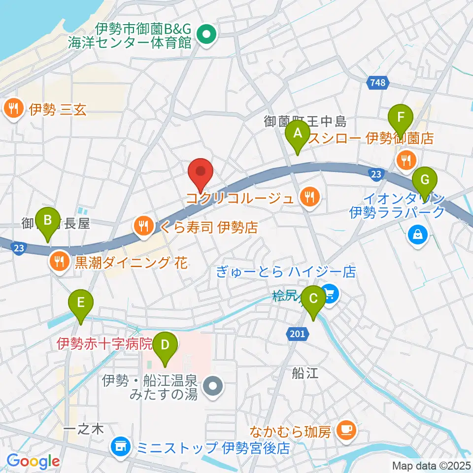 村井楽器伊勢店周辺のコンビニエンスストア一覧地図