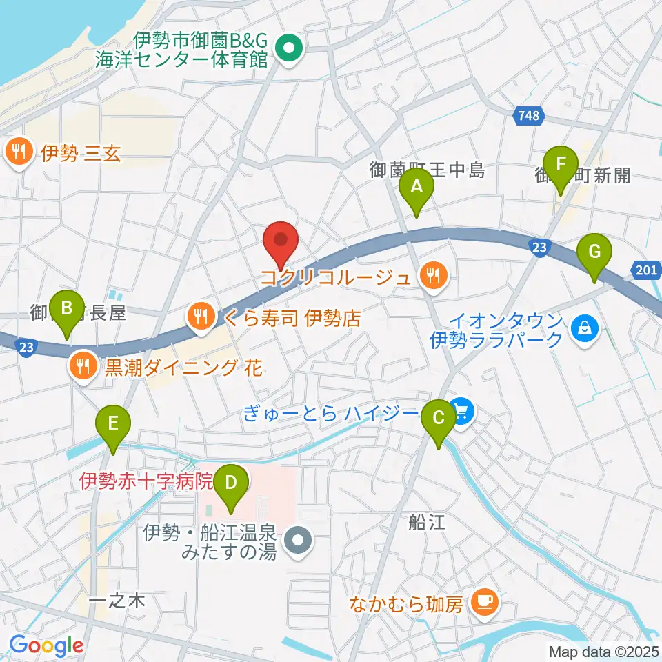 村井楽器伊勢店周辺のコンビニエンスストア一覧地図