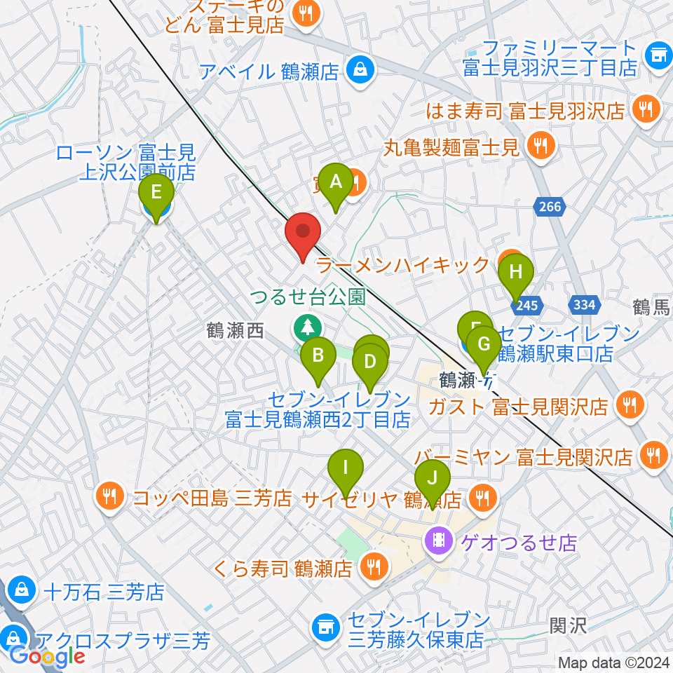 埼玉音楽院周辺のコンビニエンスストア一覧地図