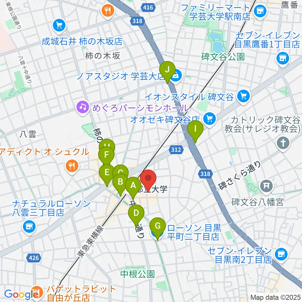 Rinky Dink Studio 都立大周辺のコンビニエンスストア一覧地図