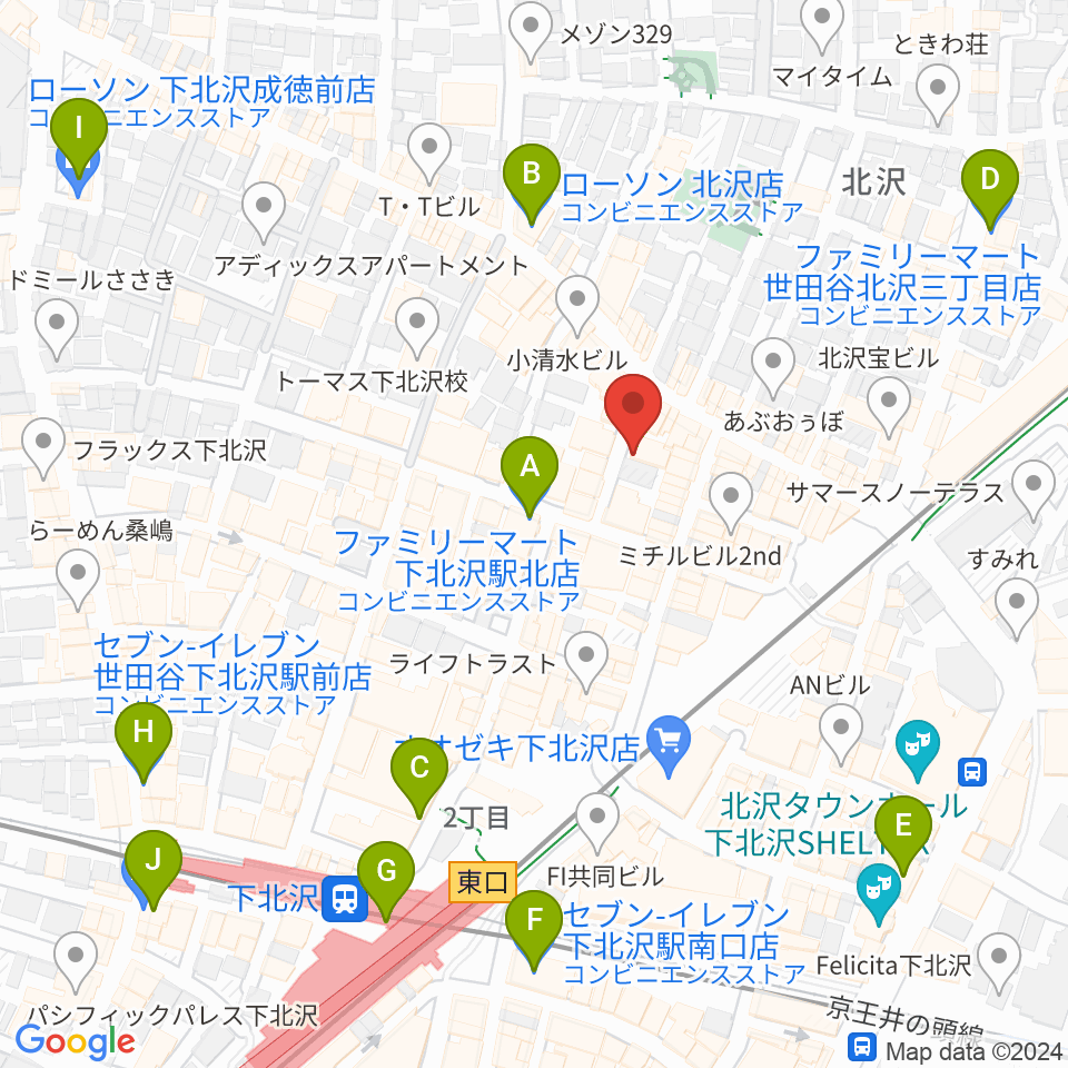 Rinky Dink Studio下北沢1st ERA店周辺のコンビニエンスストア一覧地図