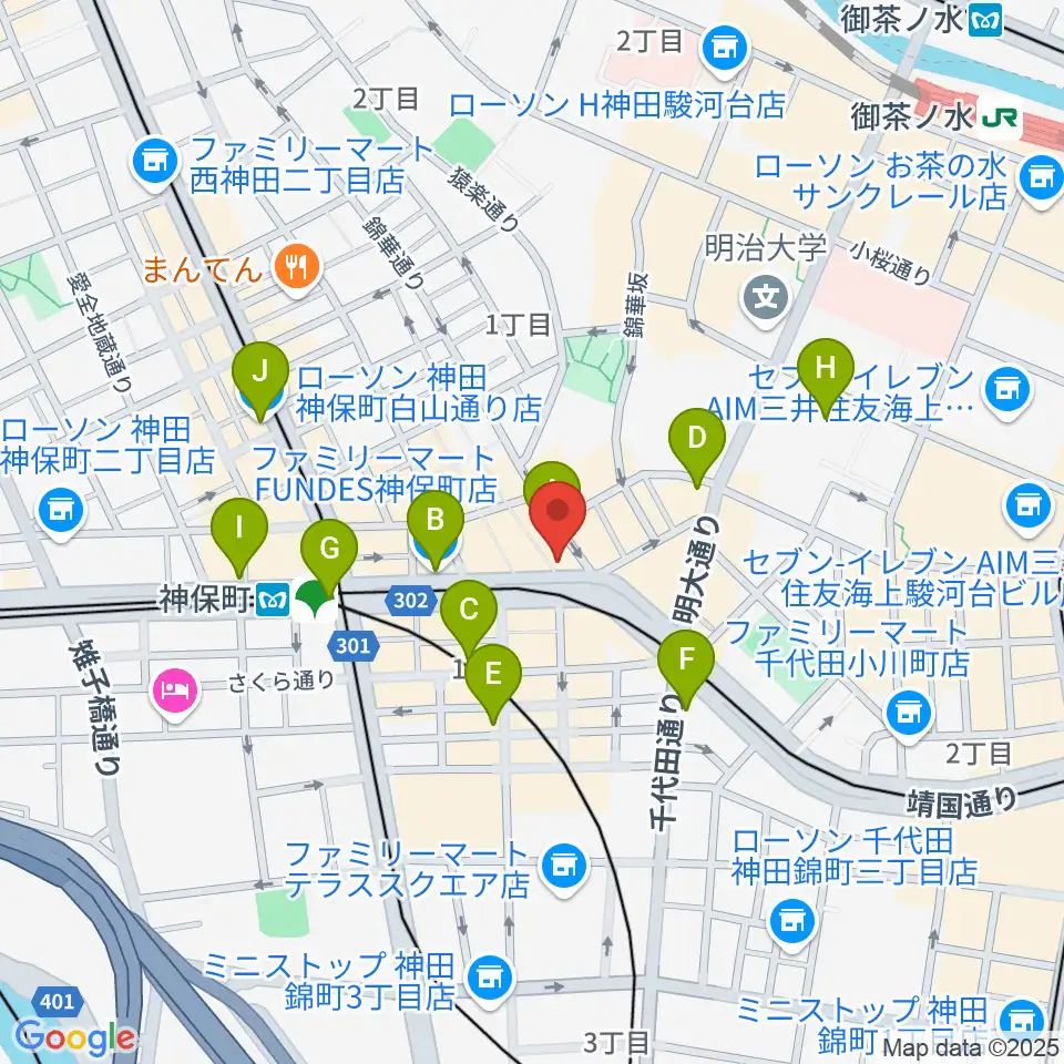 Rinky Dink Studio お茶の水 神保町店周辺のコンビニエンスストア一覧地図