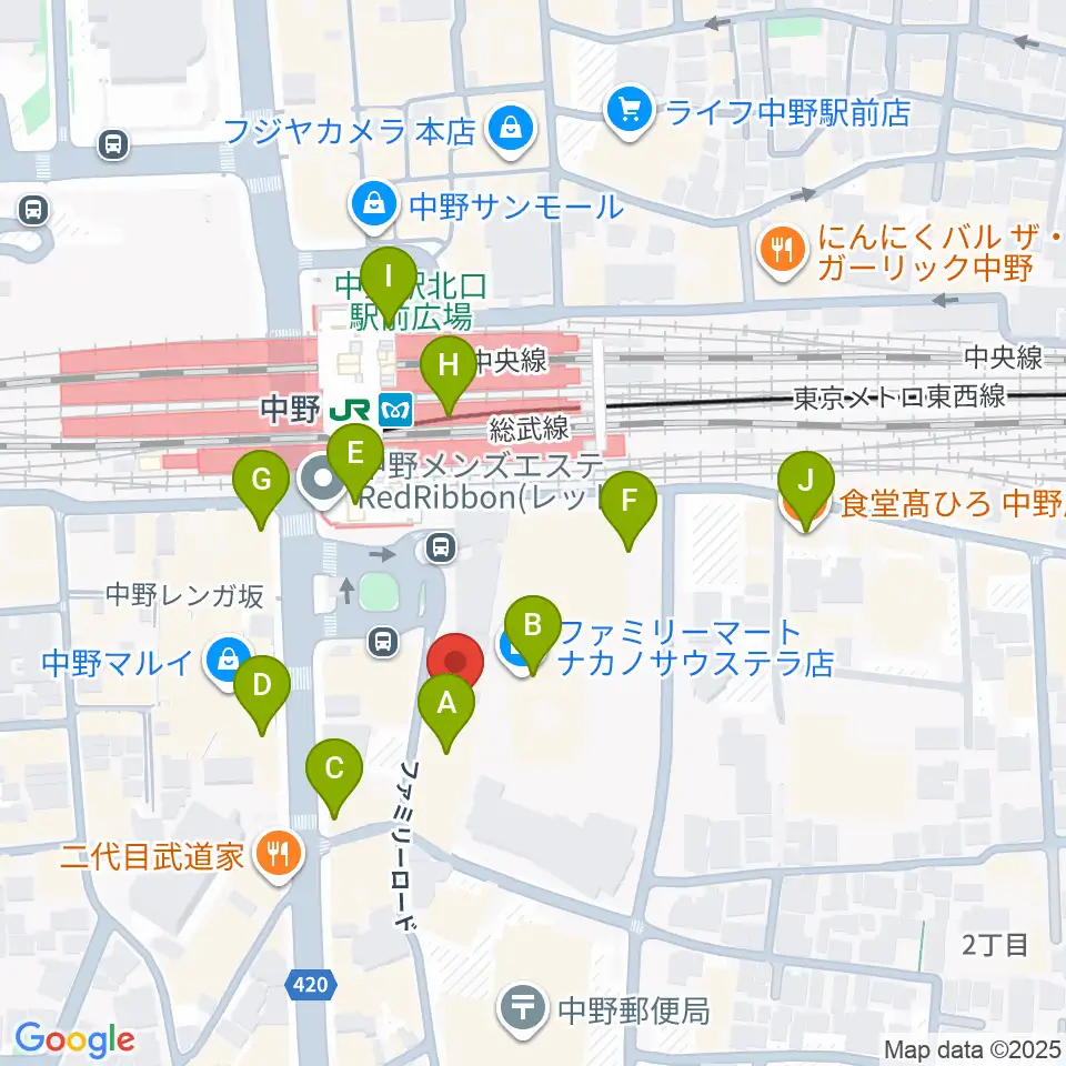 リンキィディンクスタジオ中野周辺のコンビニエンスストア一覧地図