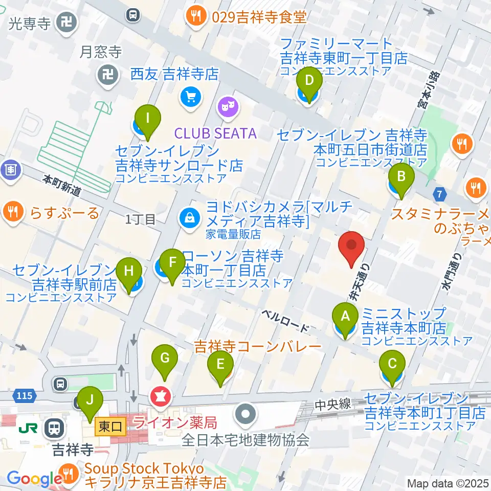 Rinky Dink Studio 吉祥寺WARP周辺のコンビニエンスストア一覧地図