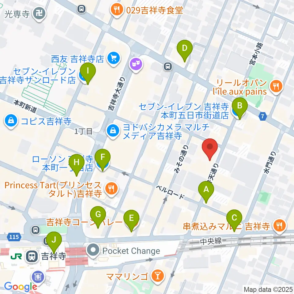 Rinky Dink Studio 吉祥寺WARP周辺のコンビニエンスストア一覧地図