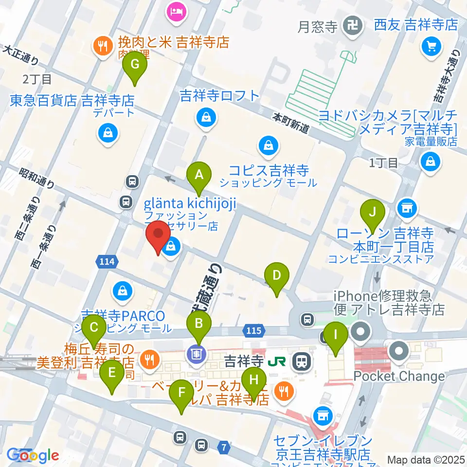 吉祥寺Studio ORES周辺のコンビニエンスストア一覧地図