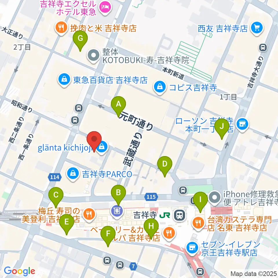 吉祥寺Studio ORES周辺のコンビニエンスストア一覧地図