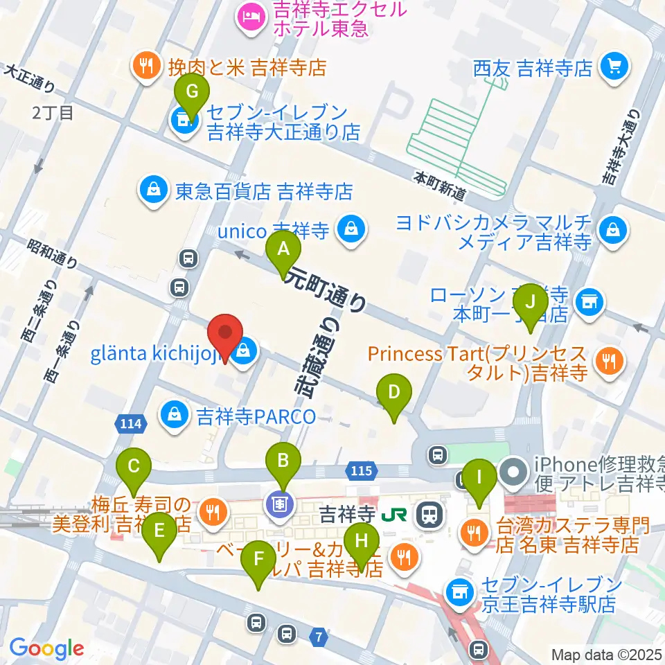 吉祥寺Studio ORES周辺のコンビニエンスストア一覧地図