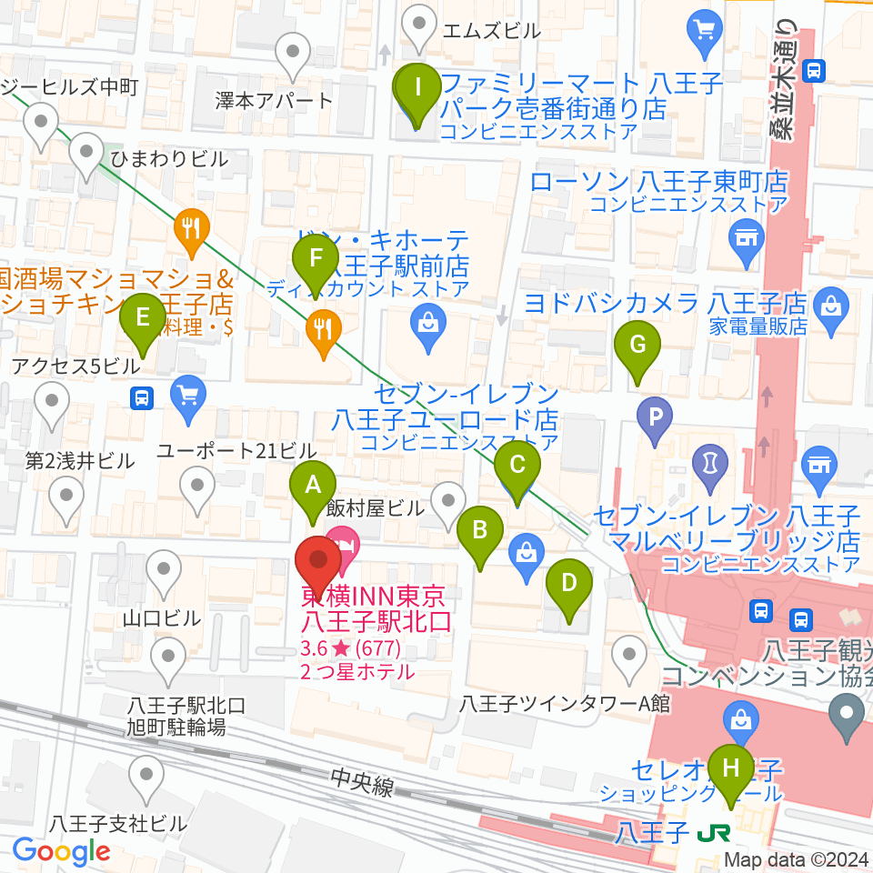 Rinky Dink Studio 八王子2nd周辺のコンビニエンスストア一覧地図