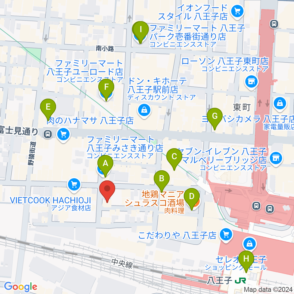 Rinky Dink Studio 八王子2nd周辺のコンビニエンスストア一覧地図