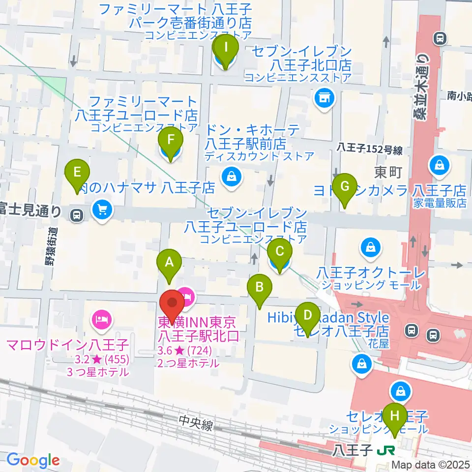 Rinky Dink Studio 八王子2nd周辺のコンビニエンスストア一覧地図