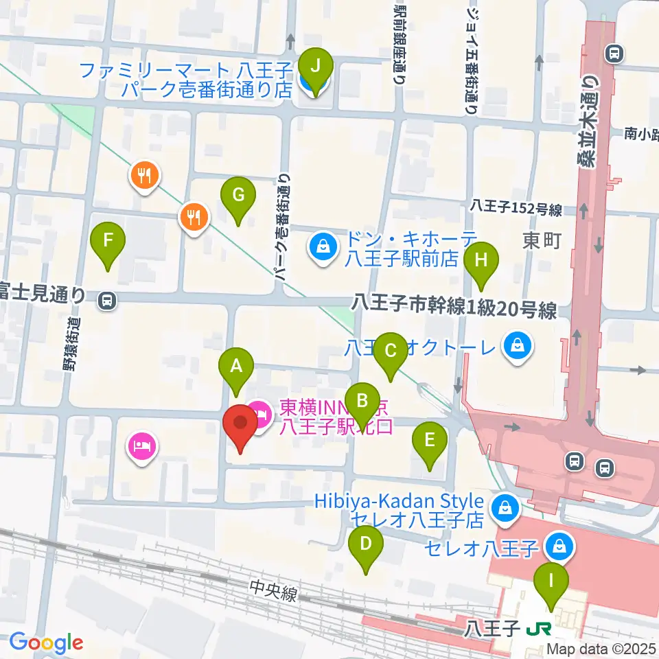 Rinky Dink Studio 八王子2nd周辺のコンビニエンスストア一覧地図